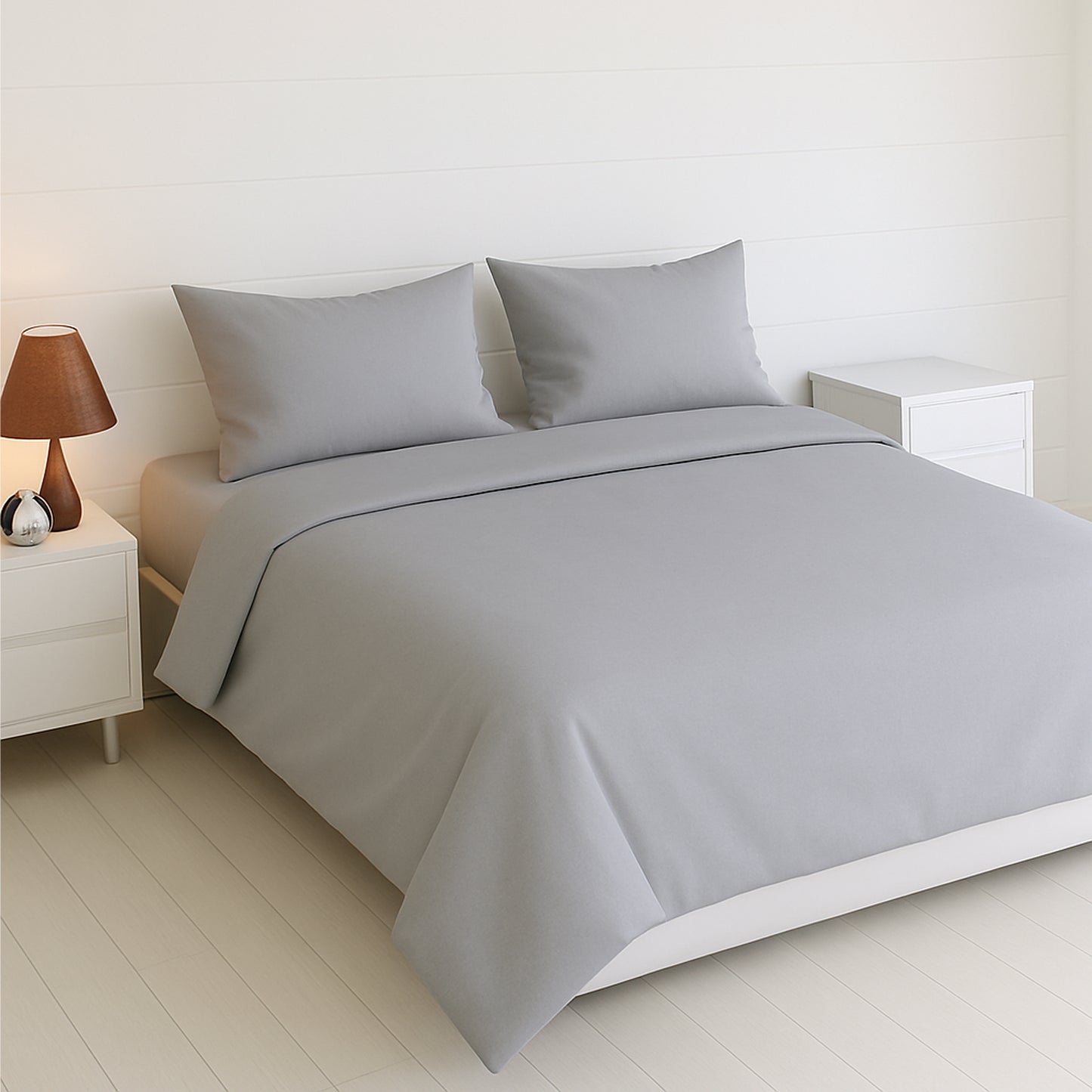 Silver Mist Heritage Luxe Pure Cotton Solid Bedsheet
