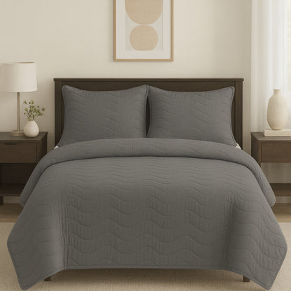 Charcoal Grey Heritage Luxe Pure Cotton Solid Bedsheet