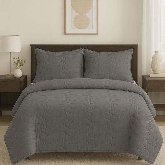 Charcoal Grey Heritage Luxe Pure Cotton Solid Bedsheet
