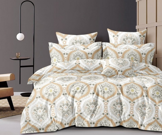 Beige Candy Soft Mircrofibre Classic Printed Bedsheet