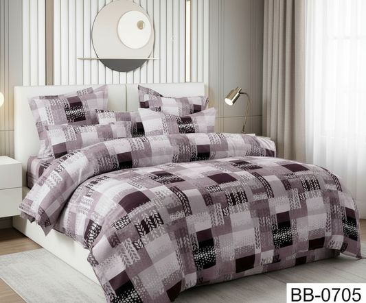 Lavender Candy Soft Mircrofibre Leafy  Printed Bedsheet