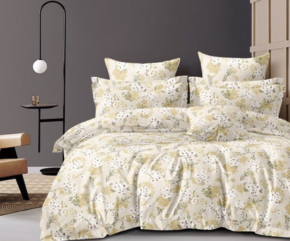 Creame Candy Soft Mircrofibre Floral Printed Bedsheet
