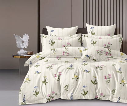 White Candy Soft Mircrofibre Floral Printed Bedsheet