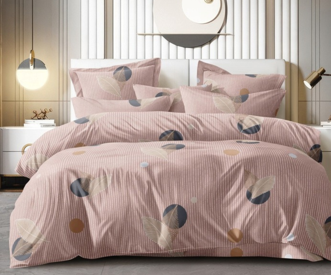 Pink Candy Soft Mircrofibre Feather Printed Bedsheet