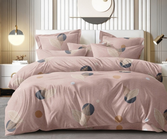 Pink Candy Soft Mircrofibre Feather Printed Bedsheet