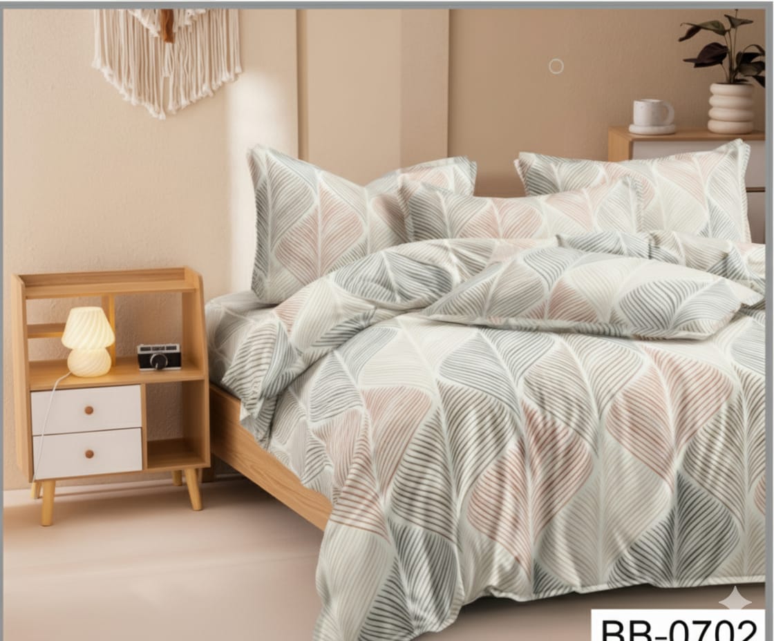 Red Black Candy Soft Mircrofibre Leafy Printed Bedsheet