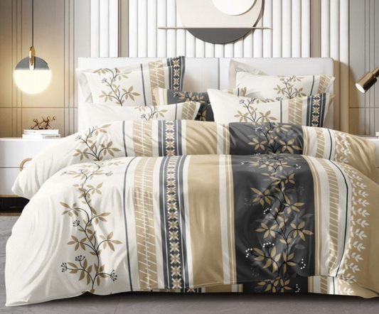 Golden Grey Candy Soft Mircrofibre Floral Printed Bedsheet