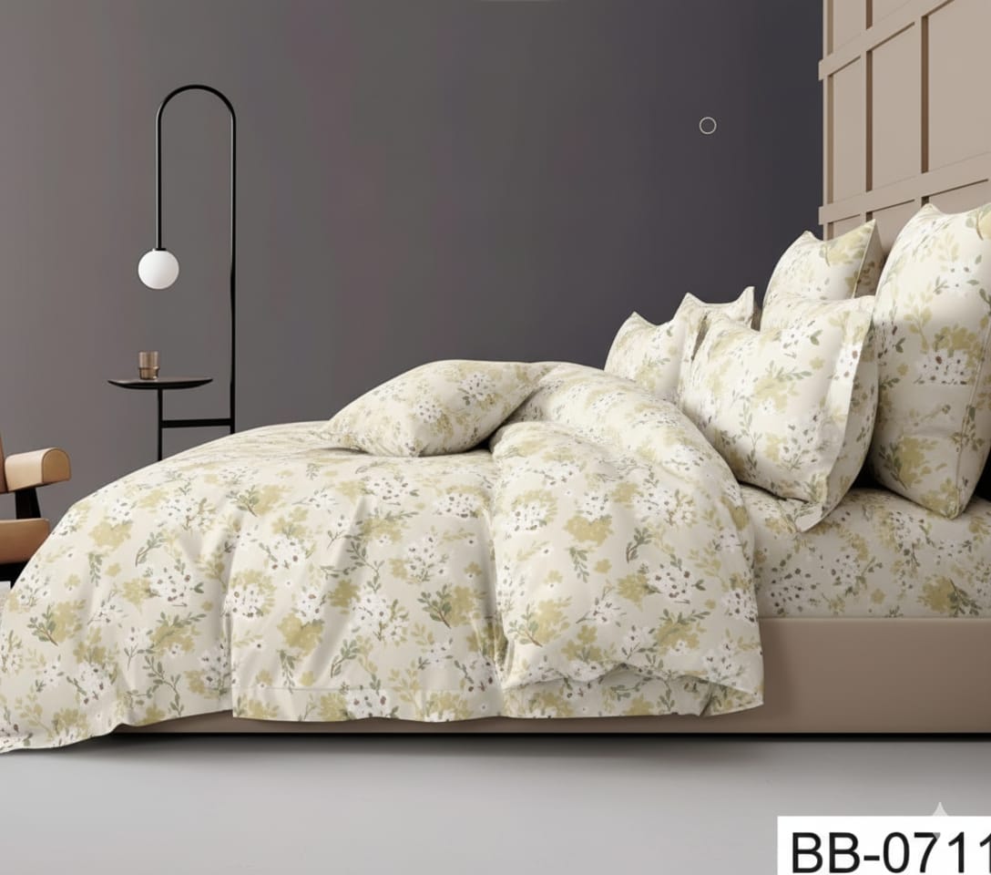 Creame Candy Soft Mircrofibre Floral Printed Bedsheet