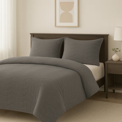 Charcoal Grey Heritage Luxe Pure Cotton Solid Bedsheet