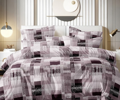 Lavender Candy Soft Mircrofibre Leafy  Printed Bedsheet