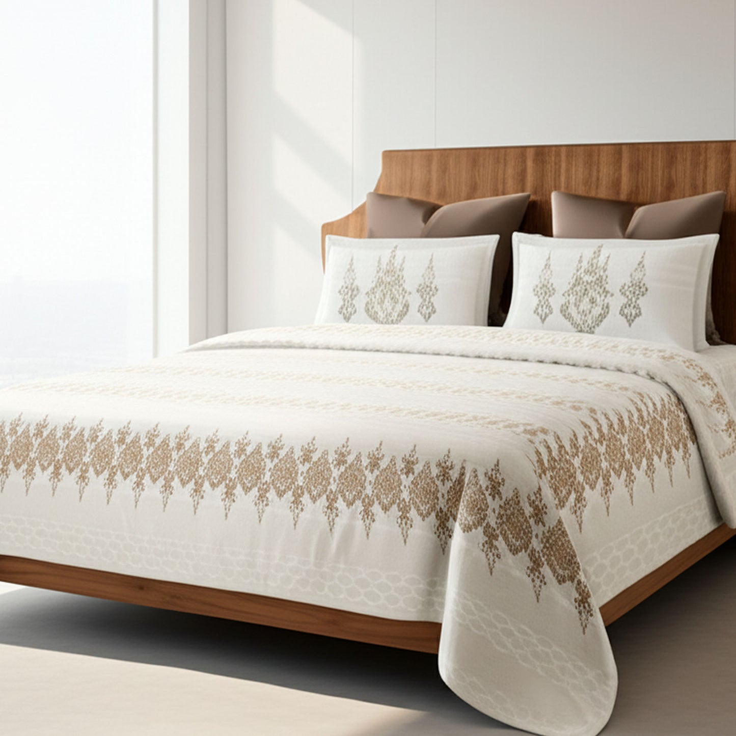 Harmony Fusion Pure Cotton Classic Charm Golden sand Printed Bedsheet