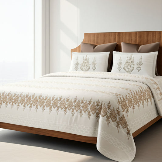 Harmony Fusion Pure Cotton Classic Charm Golden sand Printed Bedsheet