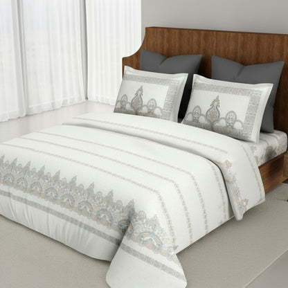 Harmony Fusion Pure Cotton Royal Charm grey Printed Bedsheet