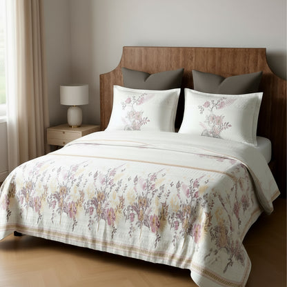 Harmony Fusion Pure Cotton Floral Pink Printed Bedsheet