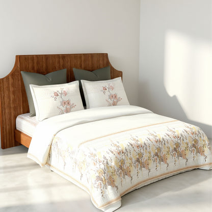 Harmony Fusion Pure Cotton Floral yellow Printed Bedsheet