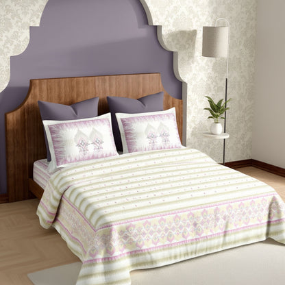 Harmony Fusion Pure Cotton Royal Heritage Pink Printed Bedsheet