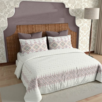 Harmony Fusion Pure Cotton Heritage Grid pink Printed Bedsheet