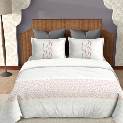 Harmony Fusion Pure Cotton Feather Flow Pink Printed Bedsheet