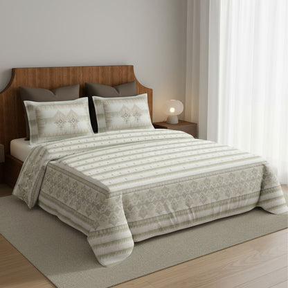 Harmony Fusion Pure Cotton Royal Heritage Brown Printed Bedsheet