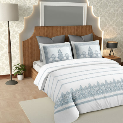 Harmony Fusion Pure Cotton Royal Charm blue Printed Bedsheet