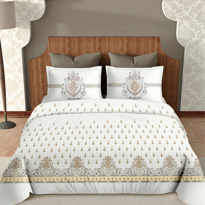 Harmony Fusion Pure Cotton Royal Jewel yellow Printed Bedsheet