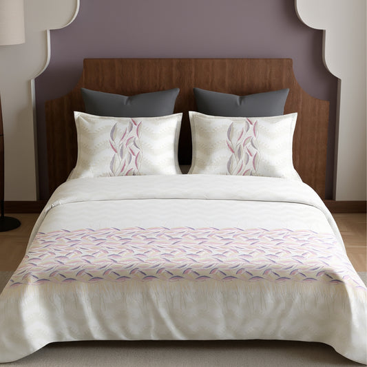 Harmony Fusion Pure Cotton Feather Flow Lavender Printed Bedsheet
