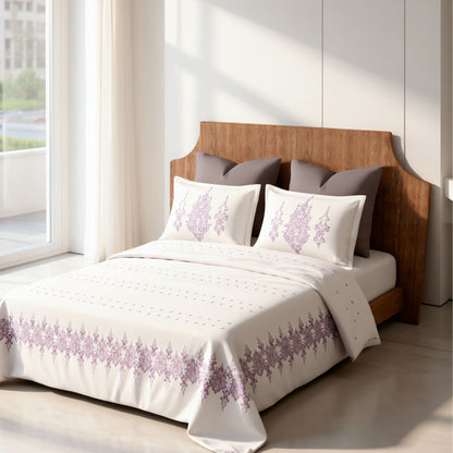 Harmony Fusion Pure Cotton Classic Charm Lavender Printed Bedsheet