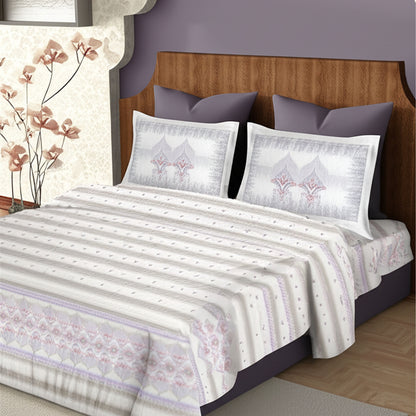 Harmony Fusion Pure Cotton Royal Heritage Lavender Printed Bedsheet