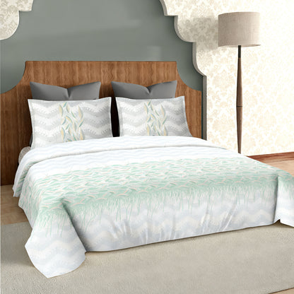Harmony Fusion Pure Cotton Feather Flow sea green Printed Bedsheet
