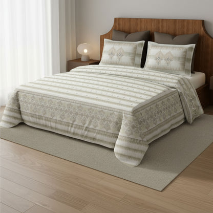 Harmony Fusion Pure Cotton Royal Heritage Brown Printed Bedsheet