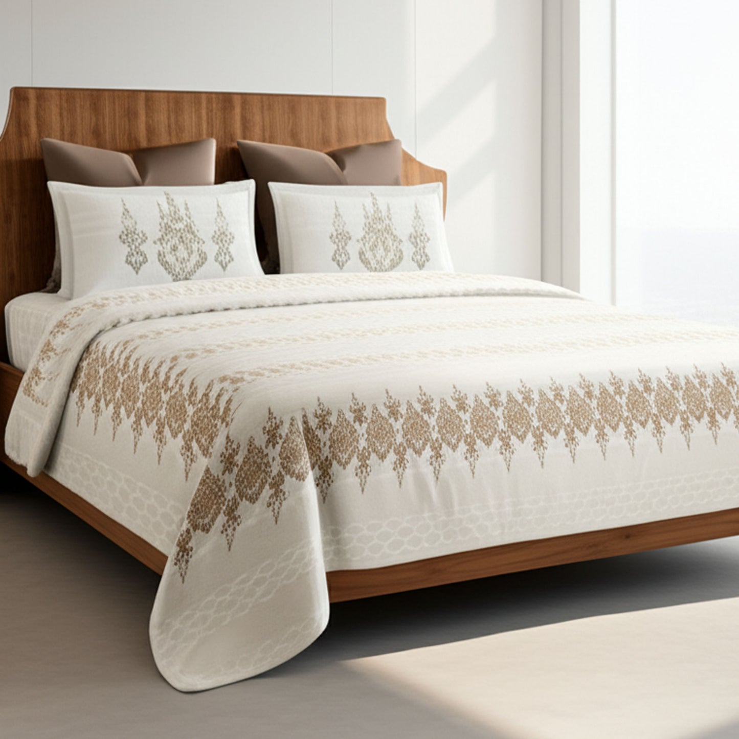 Harmony Fusion Pure Cotton Classic Charm Golden sand Printed Bedsheet