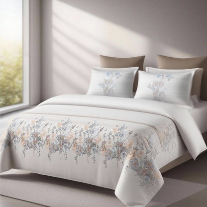 Harmony Fusion Pure Cotton Floral peach Printed Bedsheet