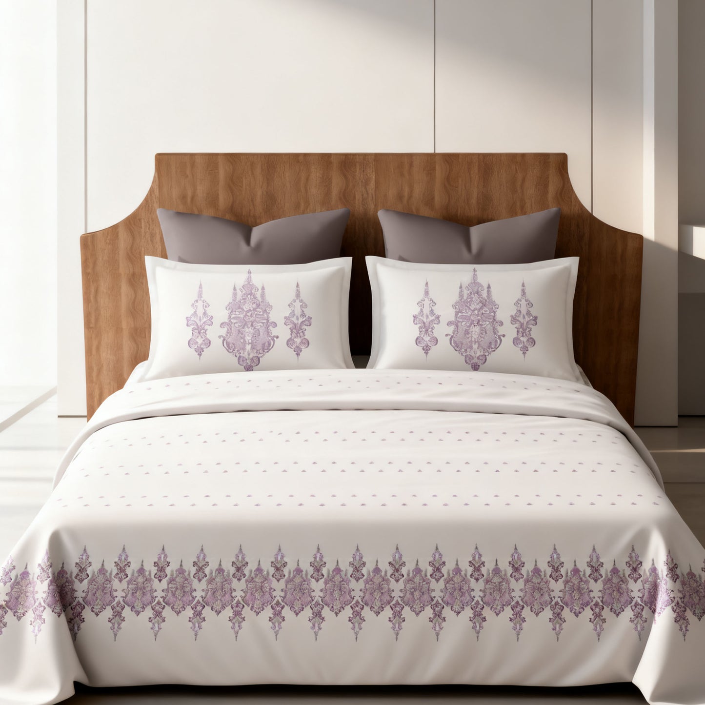 Harmony Fusion Pure Cotton Classic Charm Lavender Printed Bedsheet