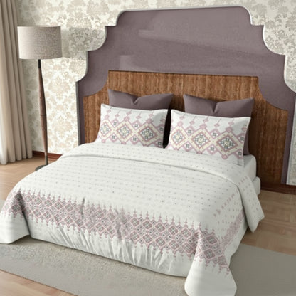 Harmony Fusion Pure Cotton Heritage Grid pink Printed Bedsheet