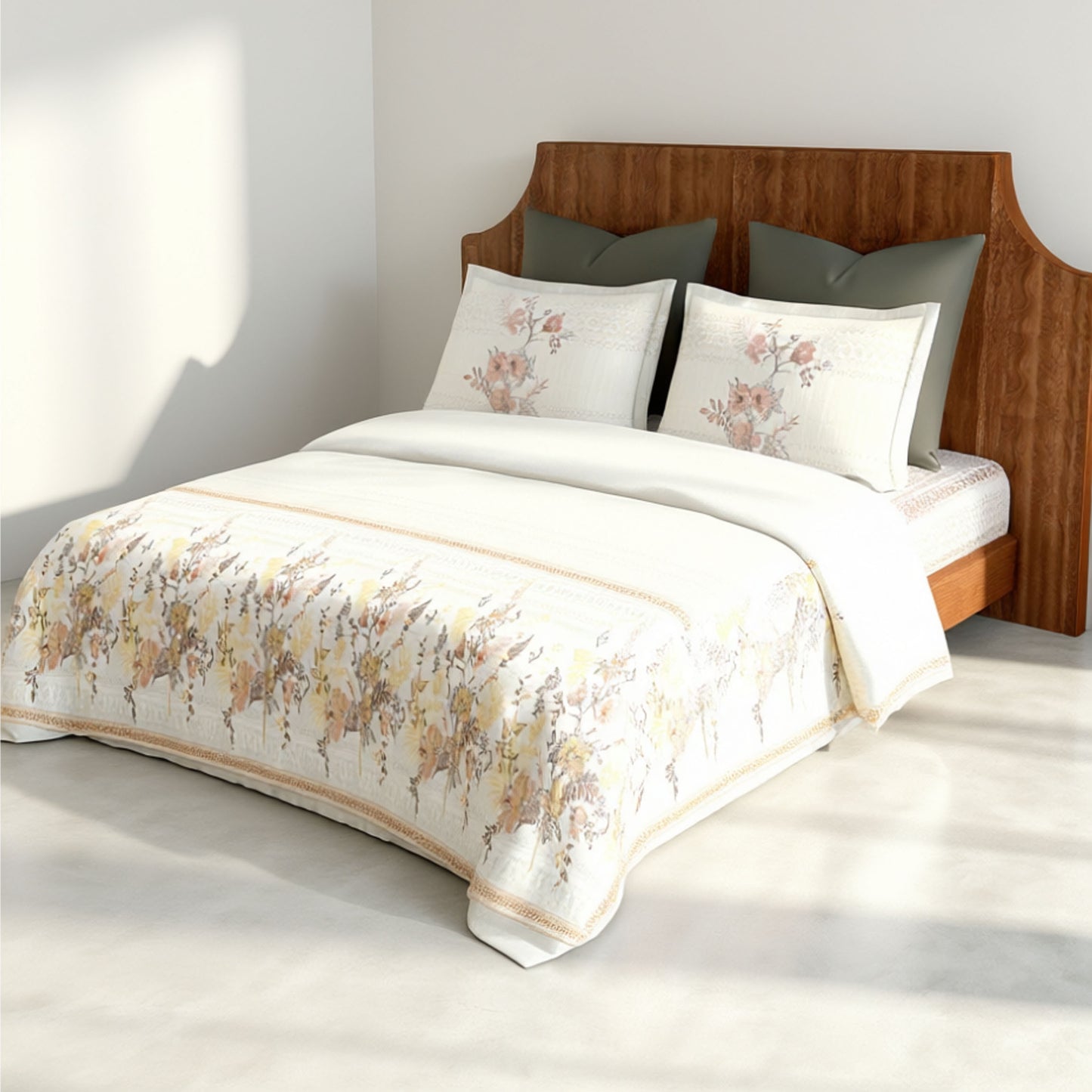 Harmony Fusion Pure Cotton Floral yellow Printed Bedsheet