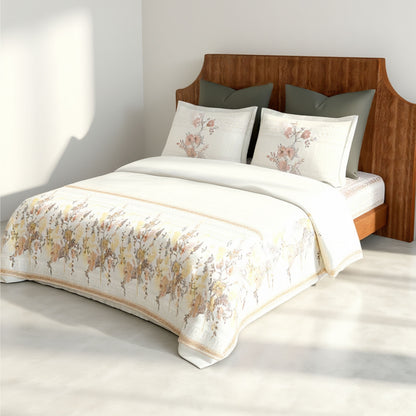 Harmony Fusion Pure Cotton Floral yellow Printed Bedsheet