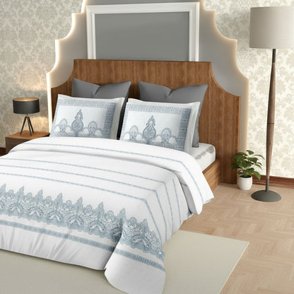 Harmony Fusion Pure Cotton Royal Charm blue Printed Bedsheet