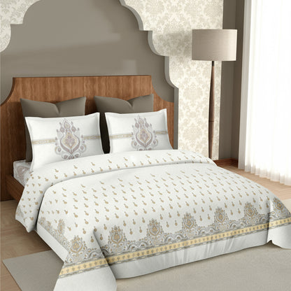 Harmony Fusion Pure Cotton Royal Jewel yellow Printed Bedsheet