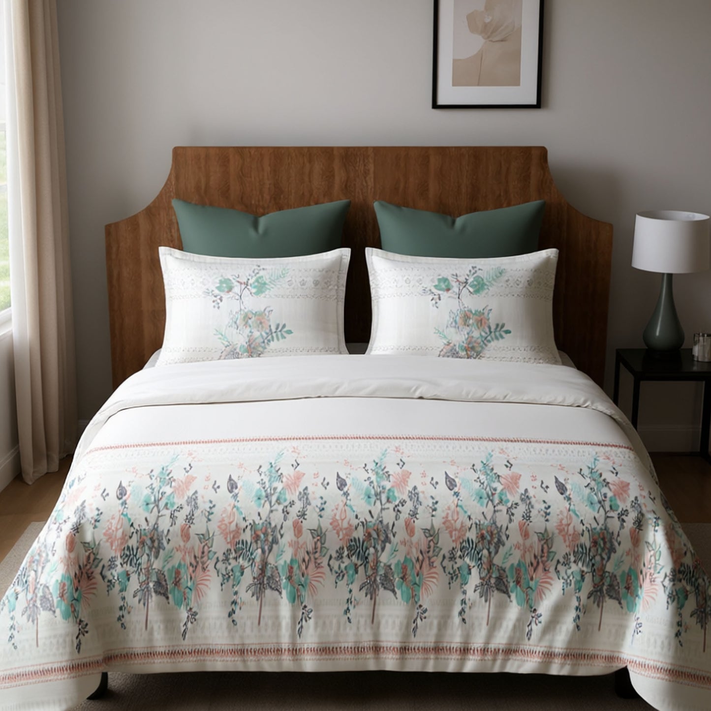 Harmony Fusion Pure Cotton Floral mist blue Printed Bedsheet