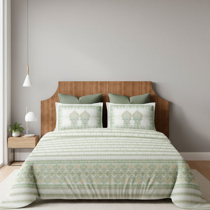 Harmony Fusion Pure Cotton Royal Heritage Olive green Printed Bedsheet