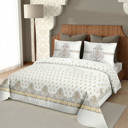 Harmony Fusion Pure Cotton Royal Jewel yellow Printed Bedsheet