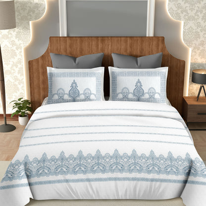 Harmony Fusion Pure Cotton Royal Charm blue Printed Bedsheet