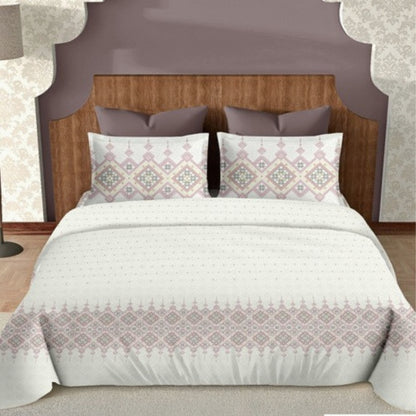 Harmony Fusion Pure Cotton Heritage Grid pink Printed Bedsheet