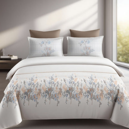 Harmony Fusion Pure Cotton Floral peach Printed Bedsheet