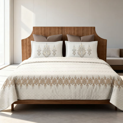 Harmony Fusion Pure Cotton Classic Charm Golden sand Printed Bedsheet