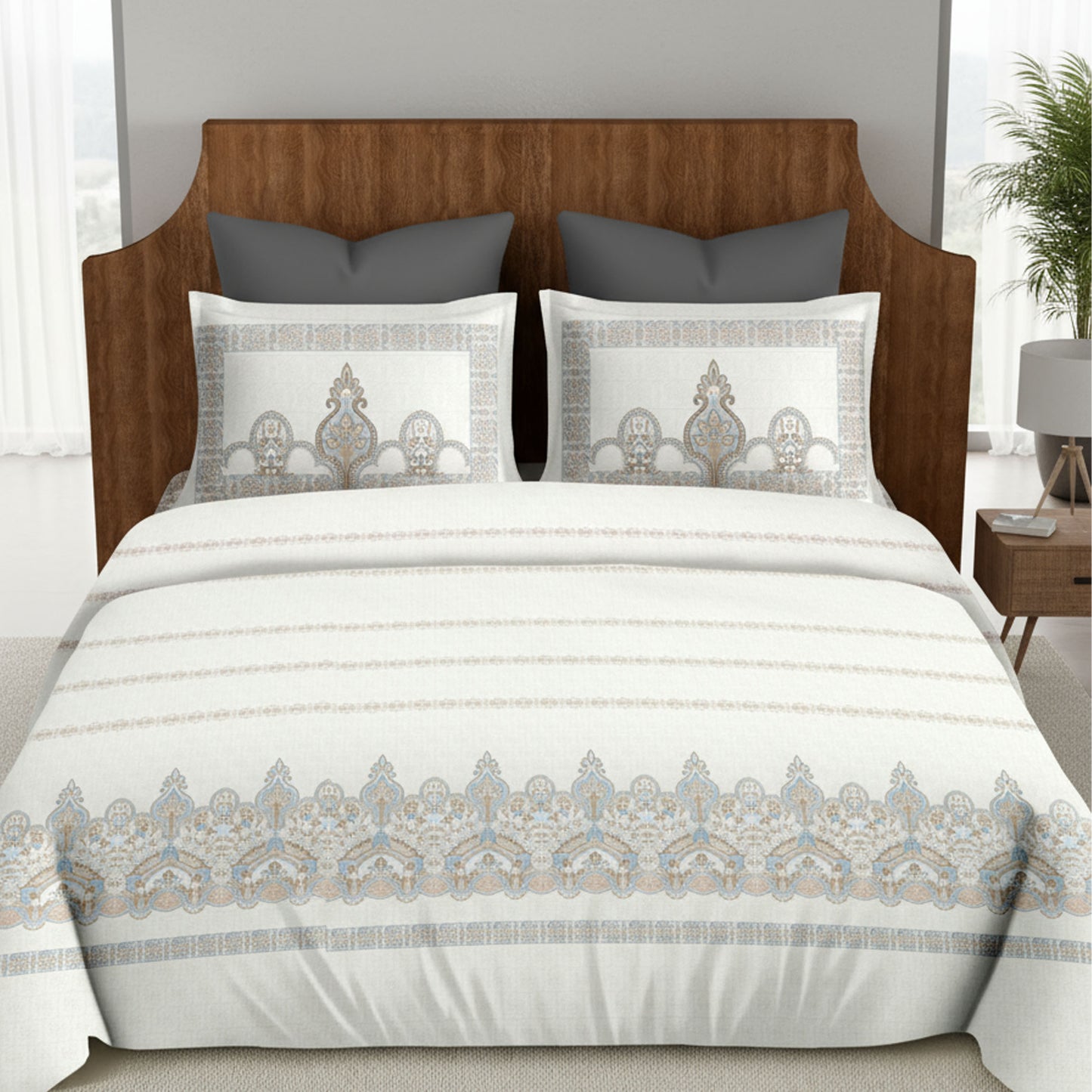 Harmony Fusion Pure Cotton Royal Charm grey Printed Bedsheet