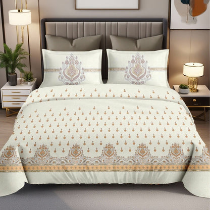 Harmony Fusion Pure Cotton Royal Jewel orange Printed Bedsheet