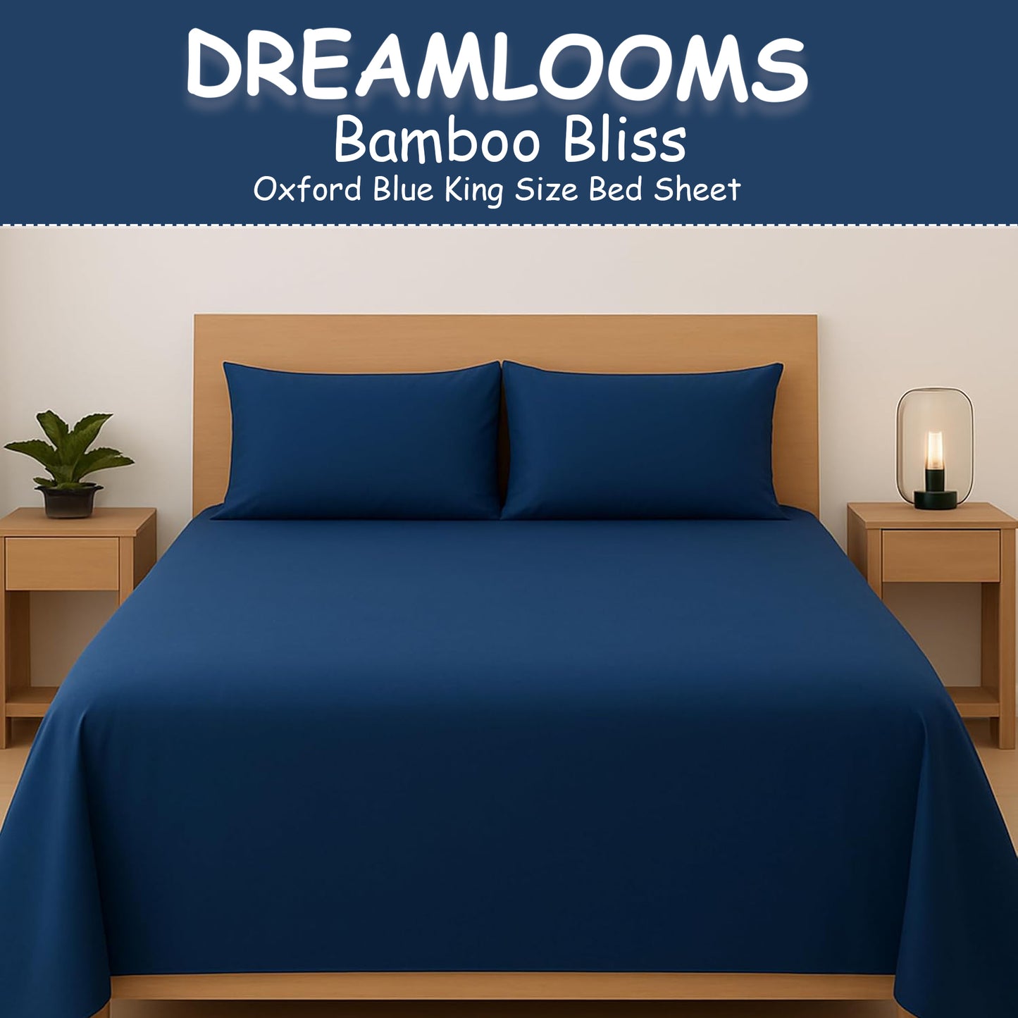 Oxford Blue Bamboo Bliss Pure Bamboo Solid Bedsheet