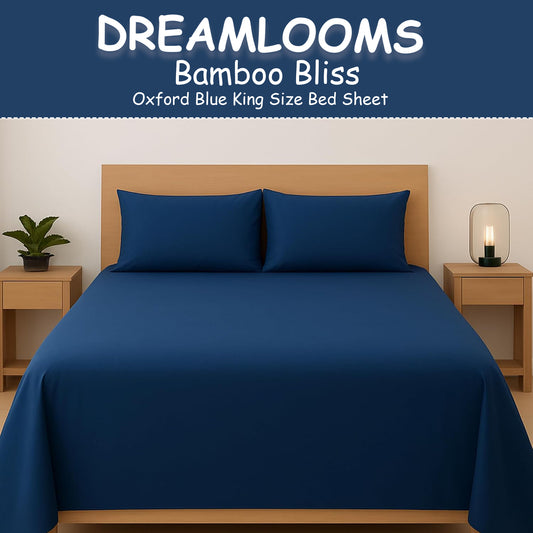 Oxford Blue Bamboo Bliss Pure Bamboo Solid Bedsheet