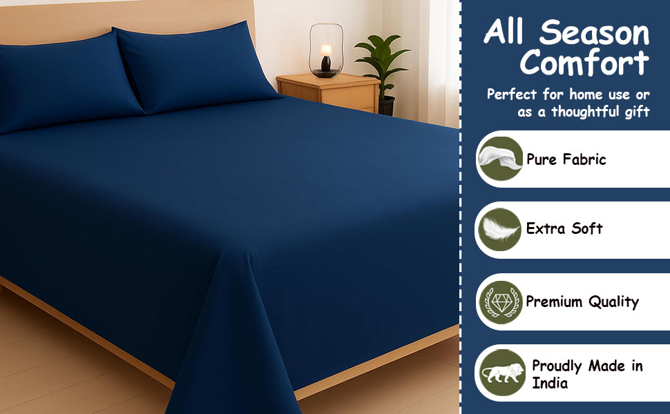 Oxford Blue Bamboo Bliss Pure Bamboo Solid Bedsheet
